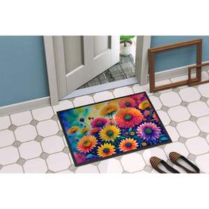 Chrysanthemums <b>Indoor</b>/Outdoor Non-Slip Washable Low Pile <b>Door</b> <b>Mat</b> 24H X 36W Colorful Front Entryway Rug - Product Image 4
