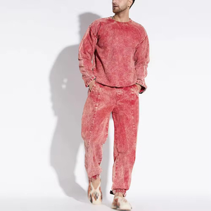 บริการ OEM ชุดวอร์มลำลองแบบมีฮู้ดสไตล์วินเทจ ล้างสีแบบแอซิดวอช พิมพ์ลายพัฟฟ์ตามสั่ง ผ้าฝ้าย 100% เสื้อสเวตเชิ้ต กางเกงสเวตแพนท์ สำหรับผู้ชาย - Product Image 5