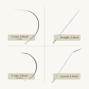 Kit d'outils pour extensions de cheveux à coudre avec 200 perles en silicone, 4 types d'aiguilles à crochet et boucle de tirage - Product Image 2