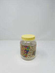 Conteneur de stockage d'aliments pour animaux de compagnie en plastique PP transparent de 1000 ml, moulé par injection, durable, écologique, avec couvercle hermétique jaune - Product Image 1