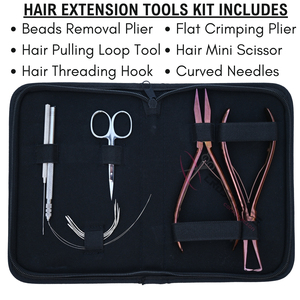 Kit de Herramientas para Extensiones de Cabello con Agujas de Coser, Removedor de Cuentas de 7 Pulgadas, Alicates de Crimpado Plano, Gancho Enhebrador de Alambre - Product Image 2