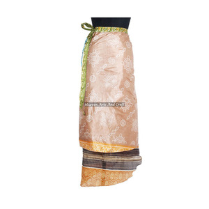 Faldas Cruzadas de Seda Vintage de Doble Capa para Mujer, Falda Cruzada Larga de Seda Sari Vintage, Falda Cruzada Reversible de 2 Capas, Mágica, 38 Pulgadas - Product Image 1