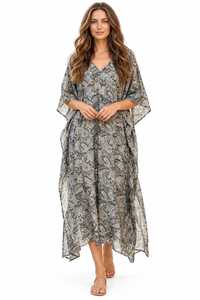 Vestido Midi Bohemio de Satén de Seda Tejido con Estampado Paisley, Cuello en V, Manga Murciélago, Corte Holgado, Dobladillo Asimétrico, Ropa Casual de Verano - Product Image 3
