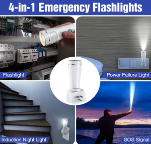 Lampe de nuit à détecteur de mouvement multifonction, lampes d'urgence LED pour les pannes de courant à domicile, lampes de poche rechargeables à brancher - Product Image 6