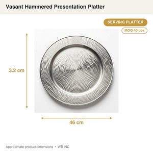 Plato de Servir Artesanal de Acero Inoxidable SS304 de 46 cm con Acabado Martillado Satinado, Plato de Presentación Vasant, Decoración para el Hogar, Estilo Moderno - Product Image 4