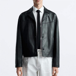 Premium Mens Genuine Leather Jacket Vintage Cow skin Leather Jacket Casual Style Factory Customized Leather Wear - Product Image 1