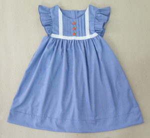 Vestido de Algodón para Niña, con Mangas con Volantes, Adorno de Encaje, Bordado Floral, Vestidos Casuales de Boutique para Niña, para Pascua y Verano - Product Image 1