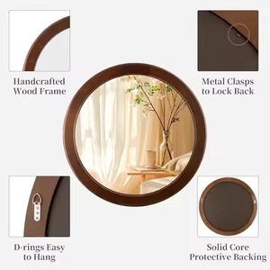 <b>Round</b> Rustic <b>Wall</b> <b>Mirror</b> with Walnut Frame Handmade Wedding Decor for Bathroom Bedroom Living Room Entryway REHMAN CRAFT - Product Image 5
