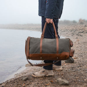 Bolsa de Viaje de Lona y Cuero con Cierre, Impermeable, Organizador de Almacenamiento, LCTB-0068 - Product Image 2