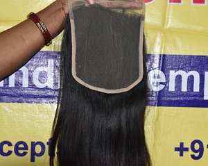 Extensions de cheveux vierges non traités bon marché couleur noire soyeuse naturelle 5*5 fermeture droite vente en gros cheveux humains indiens bruts de temple - Product Image 6