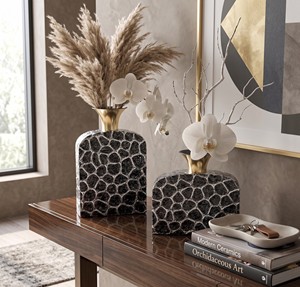 Vantage Modern Luxury <b>Set</b> of 2 Metal With Nickel Antique Flower Vase Unique Style Fancy for Home Decoration and <b>Weeding</b> Decor - Product Image 1