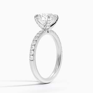 Anillo de Compromiso Adornado con Diamante Amelie, con Moissanita Certificada por GRA, Plata 925, Chapado en Oro de 14K, Engaste Pavé, Solitario - Product Image 6