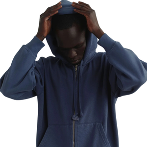 Custom Men's Oversized Full <b>Zip</b> <b>Hooded</b> Sweatshirt Heavyweight Cotton Fleece Casual Streetwear OEM ODM Manufacturer - Product Image 5