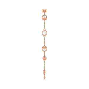 Rose Gold Tone Bezel Diamond Wristlet Recycled <b>Silver</b> Hypoallergenic Fine Chain Bangle - Product Image 4
