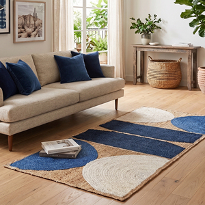Alfombra de Yute Orgánico 100% Tejida a Mano NYKO MART JR-17F, 8x10 pies, Grande, Natural, Estilo Boho, Antideslizante, Ecológica, con Diseño Geométrico - Product Image 5