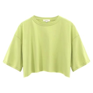 Camiseta Corta Blanca para Mujer, Cuello Redondo, Manga Corta, Corte Regular, Tejido de Punto, Color Sólido, Transpirable, de Secado Rápido, Informal, de Verano - Product Image 6