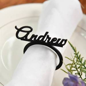 Anillo para servilletas de madera MDF cortado a láser, ligero, con logotipo y nombre personalizados, decoración para mesas de eventos y fiestas. - Product Image 3