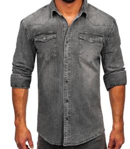 Chemises en jean pour hommes, coupe classique, en coton, écologiques, infroissables, décontractées, à manches longues, élégantes, pour la mode, vente en gros, fournisseur en vrac - Product Image 1