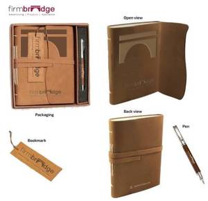Genuine Vintage Leather Hardcover Diary <b>Gift</b> Box with Sewing Binding 100 Sheets Pen & <b>Bookmark</b>-Corporate <b>Gift</b> Set - Product Image 6