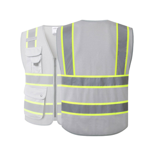 Gilet de sécurité haute visibilité 100% polyester avec fermeture éclair avant, gilet de sécurité pas cher avec logo - Product Image 2
