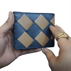 Portefeuilles en cuir pour hommes de qualité supérieure, bleu marine et beige, design élégant et fin à double pli avec plusieurs emplacements pour cartes et poches à monnaie - Product Image 1