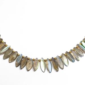 Natural Labradorite Marquise Beaded <b>Choker</b> Necklace 8.75x4MM Polished Gemstone Necklace Wholesale Bulk Labradorite Jewelry Bulk - Product Image 5