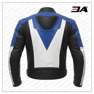 Blouson de moto unisexe en cuir de vachette véritable imperméable imprimé, protection CE niveau 2 avec protection dorsale 280g, séchage rapide - Product Image 2