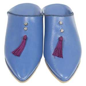 Babouches marocaines rouge marine en cuir suédé véritable Khemissa chaussures avec doublure rouge confortable maison pour pantoufles pour femmes - Product Image 4