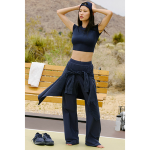 <span class=keywords><strong>Pantaloni</strong></span> Yoga a Gamba Larga Traspiranti per <span class=keywords><strong>Donna</strong></span>, Vita Alta, <span class=keywords><strong>Blu</strong></span> <span class=keywords><strong>Navy</strong></span>, <span class=keywords><strong>Pantaloni</strong></span> Comodi e Fluidi, Asciugatura Rapida, <span class=keywords><strong>Pantaloni</strong></span> Sportivi per Signore - Product Image 1