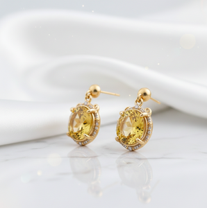 Boucles d'oreilles clous en pierres précieuses hydro jaunes de 4 pouces, 10 mm, en argent sterling 925 plaqué or 18 carats, 10 grammes, bijoux de créateur pour fêtes et mariages - Product Image 2