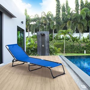 Chaise longue pliante d'extérieur à dossier inclinable 4 positions, chaise de piscine en maille respirante pour patio, chaise longue de bronzage - Product Image 2