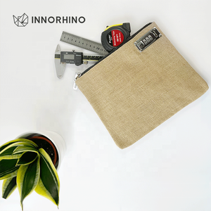 Customized Silk Print Jute RFID Card Holder Hand <b>Bag</b> Coin Purse Clutch Cosmetic <b>Toiletry</b> <b>Bag</b> with Zipper Hast INNORHINO - Product Image 6