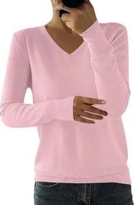 เสื้อยืดแขนยาวคอวีสีชมพู STELLAR ทรงปกติสำหรับผู้หญิง ผ้าฝ้าย 100% ใส่สบายๆ ในฤดูร้อน น้ำหนัก 240 กรัม - Product Image 3