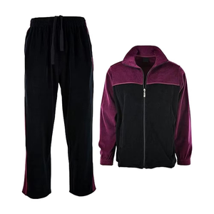 Ensemble de survêtement unisexe en velours d'hiver 100 % coton avec veste à capuche zippée et pantalon de jogging uni, personnalisable, imprimé, décontracté, fournisseur en gros - Product Image 1