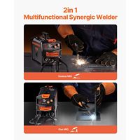Poste à souder MIG synergique portable 130A 2-en-1 gaz/sans gaz, fil fourré, 110V, modèle multi-processus D0100XUY9QW pour usage domestique