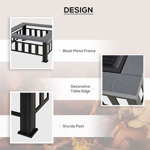 Braciere Quadrato in Acciaio da 34 Pollici per Legna con Schermo Antifiamma, Copertura Impermeabile, Griglia per Legna e Paletta, per Giardino e Decorazione a Gas - Product Image 5
