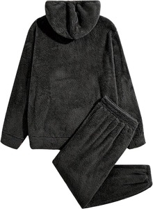 Ensemble sweat à capuche oversize et pantalon de jogging en polaire sherpa pour homme, style décontracté unisexe, vêtements d'hiver, design tricoté Teddy ample, vente en gros - Product Image 4
