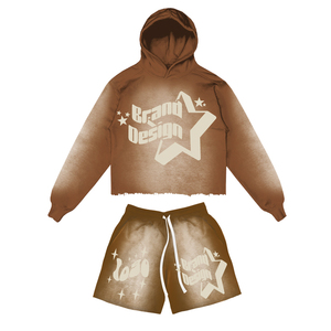 Conjunto de Sudadera con Capucha y Cremallera Doble Extra Grande Unisex con Diseño de Perlas Personalizado, Pantalones Cortos Deportivos de Felpa Francesa para Hombre y Sudadera con Cremallera - Product Image 5