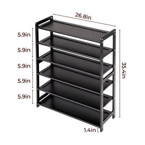 Scarpiera a 6 livelli in bambù, 68x25x90 cm, mobile scarpiera moderno minimalista antipolvere salvaspazio per stoccaggio in fattoria, nero - Product Image 3