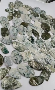 Meilleures ventes : Agate d'arbre naturelle, coupes marquise, coussin et ovale, pierres lâches, motif mousse vert-blanc, effet de jeu de couleurs, pour bijoux - Product Image 3
