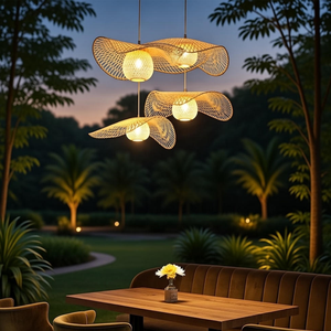 Lampe suspendue en rotin minimaliste Style nordique Abat-jour en bambou pour café moderne Restaurant Intérieur - Product Image 4