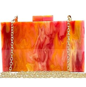 Black White Marbled Resin Clutch <b>Bag</b> with Gold Chain Strap Luxury Handmade Evening <b>Purse</b> Unique Style Latest Design Gift - Product Image 3
