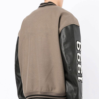 Blouson universitaire pour homme en similicuir avec empiècements sur les manches, imprimé 1999, décontracté, pour l'automne, col rabattu, simple boutonnage