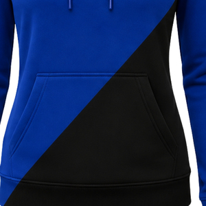 Royal Blue White Women Custom 2 Cross Panel Pullover Hoodie <b>Long</b> Sleeve Color Block Hooded <b>Sweatshirt</b> Casual Fleece Fashion - Product Image 4