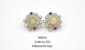 Boucles d'oreilles créoles 08431 en zircon cubique, pierre doublet magique, plaqué Mehandi, pierres multicolores, tendance pour femme, pour mariage et soirée - Product Image 5