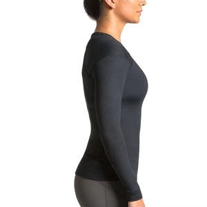 T-shirt de yoga moulant pour femme, haute élasticité, séchage rapide, haut de sport effet seconde peau, vêtement de compression, vente en gros - Product Image 3