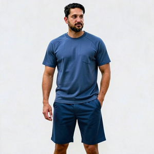 Men's Geometric Printed T-Shirt And <b>Shorts</b> Set Quick Dry Knitted Summer Outfit - Product Image 2