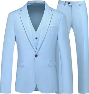 Custom Quality Slim-Fit Single Breasted <b>Blazer</b> <b>Set</b> 2 Pieces 100% Polyester Single Buckle Fashion Wedding Groom Men's Formal Suit - Product Image 3