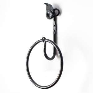 Anillo para Toallas de Hierro Forjado a Mano 2026 con Acento de Hoja Decorativa y Marco Circular para Montaje en Pared de Baño, Decoración Rústica para el Hogar - Product Image 2