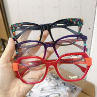 Assortiment varié d'usine, lunettes de vue pour femmes de haute qualité, fabriquées à la main en acétate, couleurs variées, monture intégrale tendance